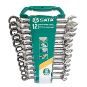 SATA 12-tlg. Ratschenschlüssel-Set mit Richtungswechsel Gr. 8, 9, 10, 11, 12, 13, 14, 15, 16, 17, 18, 19 mm - Modell 8044