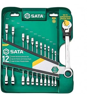 SATA 12-tlg. Doppelratschen-Schlüssel-Satz - 8, 9, 10, 11, 12, 13, 14, 15, 16, 17, 18, 19 mm - Modell 9066