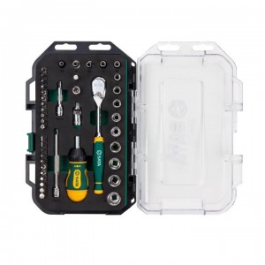 SATA 49-teiliges Steckschlüsselset 1/4-Zoll-Antrieb-6-Kant mit Ratsche Metrik-120XP