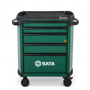 SATA 5-Schubladen-Rollschrank-Pro-(Grün)-Modell95112G Werkzeugwagen "mit Kippsicherung"