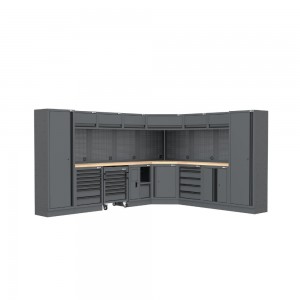 Semloc WorkSpace Kombi-Werkstatteinrichtung mit Arbeitsplatte aus Holz, Abmessung 3500/2820x495x2000