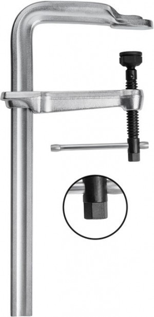 BESSEY Hochleistungszwinge Stahlbau STB125M schwer 
Spannweite 1.250 mm/Ausladung 175 mm/Schiene 40x20 mm
mit Sechskant 19 mm am Spindelende