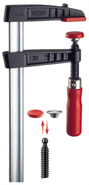BESSEY Temperguss-Schraubzwinge TG30K mit Knebelgriff
Spannweite 300 mm/Ausladung 140 mm/Schiene 32x10 mm