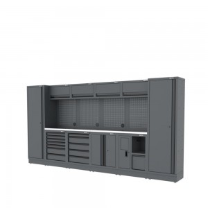 Semloc WorkSpace Kombi-Werkstatteinrichtung mit Edelstahl-ummantelter Arbeitsplatte, Tiefe Arbeitsplatte, Abmessung 3920x645x2000 mm