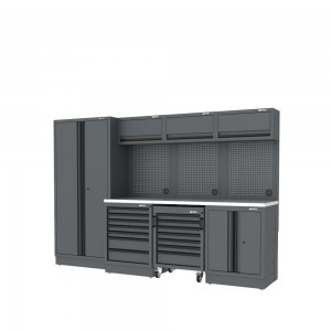 Semloc WorkSpace Kombi-Werkstatteinrichtung, mit Edelstahl-ummantelter Arbeitsplatte, Tiefe Arbeitsplatte, Abmessung: 2955x645x2000