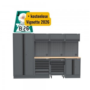 Semloc WorkSpace Kombi-Werkstatteinrichtung mit Arbeitsplatte aus Holz, Abmessung 2955x495x2000