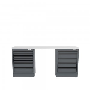 Semloc WorkSpace Kombi-Werkstatteinrichtung mit Edelstahl-ummantelter Arbeitsplatte 2400x495x950 mm