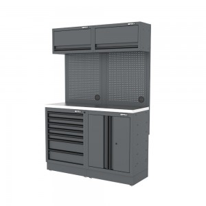 Semloc WorkSpace Kombi-Werkstatteinrichtung mit Edelstahl-ummantelter Arbeitsplatte, Tiefe Arbeitsplatte, 1360x645x2000 mm