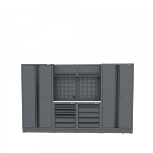 Semloc WorkSpace Kombi-Werkstatteinrichtung mit Edelstahl-ummantelter Arbeitsplatte 3180x495x2000 mm