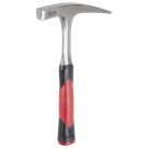 PICARD Ganzstahl-Geologenhammer mit Spitze 2-Komponenten-Griff rot/schwarz, mit Spitze, aus C60 Spezialstahl, Nr. 561, 500 gr.