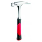 PICARD Ganzstahl-Latthammer mit ergonomischem, schwingungsdämpfendem 2-Komponenten-Griff rot/schwarz, magnetischer Nagelhalter, aus hochwertigem Vergütungsstahl gefertigt, Nr. 590, geraut