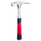 PICARD Ganzstahl-Latthammer, leichte Ausführung mit ergonomischem, schwingungsdämpfendem 2-Komponenten-Griff rot/schwarz, magnetischer Nagelhalter, aus hochwertigem Vergütungsstahl gefertigt, Nr. 590 1/2, geraut