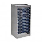 RAACO CarryLite-Regal bestückt mit 4 CarryLite 55 5x10-25/2 und 5 CarryLite 80 5x10-15 Farbe: alu/raaco blau