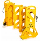RUBBERMAID Mobiles Absperrsystem gelb, Polyethylen, Aufgestellt: bis zu 4 m lang, Zusammengeklappt: 60x35x100 cm

