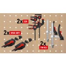 BESSEY Waagrecht-Niederzugspanner WNS-MFT (2 Stück im Set) + Einhand-Tischzwinge EZR (2 Stück im Set inklusive 2 Adapter) + Spannelement für Multifunktionstische TW-KLI (2 Stück im Set)
