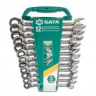 SATA 12-tlg. Ratschenschlüssel-Set mit Richtungswechsel Gr. 8, 9, 10, 11, 12, 13, 14, 15, 16, 17, 18, 19 mm - Modell 8044