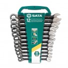 SATA 12-tlg. Ratschenschlüssel-Set mit Richtungswechsel - Black Edition Gr. 8, 9, 10, 11, 12, 13, 14, 15, 16, 17, 18, 19 mm - Modell 8044B