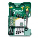 SATA 7-tlg. X6 Offener Ratschen-Ringmaulschlüssel-Set schwarze Ausführung Gr. 8, 10, 12, 13, 14, 15, 17 mm - Modell 47530