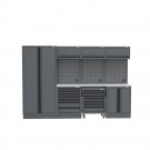 Semloc WorkSpace Kombi-Werkstatteinrichtung mit Edelstahl-ummantelter Arbeitsplatte, Abmessung 2955x495x2000