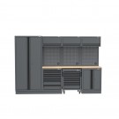Semloc WorkSpace Kombi-Werkstatteinrichtung mit Arbeitsplatte aus Holz, Abmessung 2955x495x2000