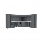 Semloc WorkSpace Kombi-Werkstatteinrichtung mit Edelstahl-ummantelter Arbeitsplatte, Abmessung 3500/2820x495x2000