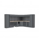 Semloc WorkSpace Kombi-Werkstatteinrichtung mit Arbeitsplatte aus Holz, Abmessung 3500/2820x495x2000
