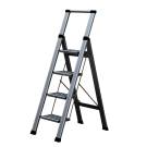 AHW Aluminium-Klappleiter STEP+STORE "XL" - 4 Stufig mit Haltebügel, Antislip-Stufen