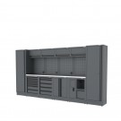 Semloc WorkSpace Kombi-Werkstatteinrichtung mit Edelstahl-ummantelter Arbeitsplatte, Tiefe Arbeitsplatte, Abmessung 3920x645x2000 mm