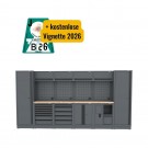 Semloc WorkSpace Kombi-Werkstatteinrichtung mit Arbeitsplatte aus Holz, Abmessung 3920x495x2000 mm