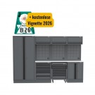Semloc WorkSpace Kombi-Werkstatteinrichtung mit Edelstahl-ummantelter Arbeitsplatte, Abmessung 2955x495x2000