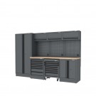 Semloc WorkSpace Kombi-Werkstatteinrichtung mit Arbeitsplatte aus Holz,Tiefe Arbeitsplatte, Abmessung 2955x645x2000