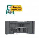 Semloc WorkSpace Kombi-Werkstatteinrichtung mit Edelstahl-ummantelter Arbeitsplatte, Abmessung 3500/2820x495x2000