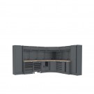 Semloc WorkSpace Kombi-Werkstatteinrichtung mit Arbeitsplatte aus Holz, Tiefe Arbeitsplatte, Abmessung 3500/2820x645x2000