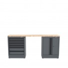Semloc WorkSpace Kombi-Werkstatteinrichtung mit Holz-Arbeitsplatte 2400x495x950 mm