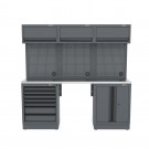 Semloc WorkSpace Kombi-Werkstatteinrichtung mit Edelstahl-ummantelter Arbeitsplatte 2400x495x2000 mm