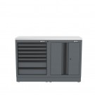 Semloc WorkSpace Kombi-Werkstatteinrichtung mit Edelstahl-ummantelter Arbeitsplatte 1360x495x950 mm