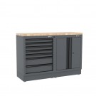 Semloc WorkSpace Kombi-Werkstatteinrichtung mit Holz-Arbeitsplatte, Tiefe Arbeitsplatte, 1360x645x950 mm