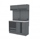 Semloc WorkSpace Kombi-Werkstatteinrichtung mit Edelstahl-ummantelter Arbeitsplatte, Tiefe Arbeitsplatte, 1360x645x2000 mm