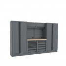 Semloc WorkSpace Kombi-Werkstatteinrichtung mit Holz-Arbeitsplatte, Tiefe Arbeitsplatte, 3180x645x2000 mm